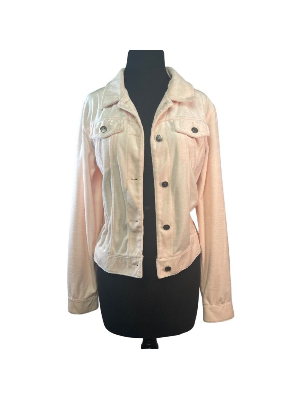 BCBG Maxazria Womens Button-Down Pink Jacket Large Polyester Blend Tailored